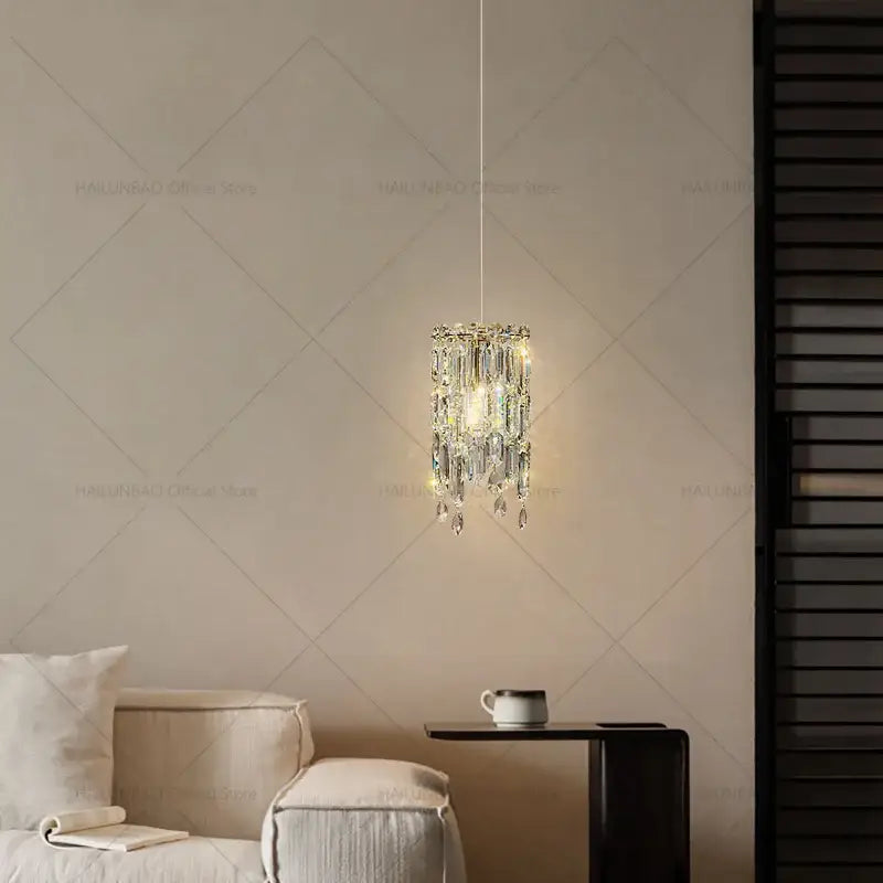 Modern gold crystal headboard chandelier for master bedroom