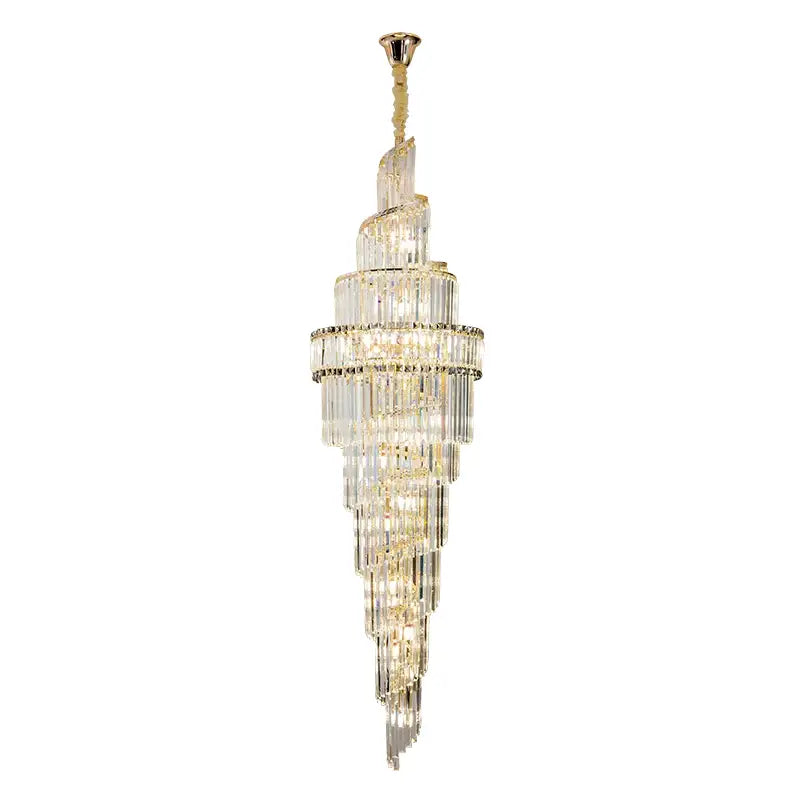 Modern gold crystal hollow chandelier living room cascading light