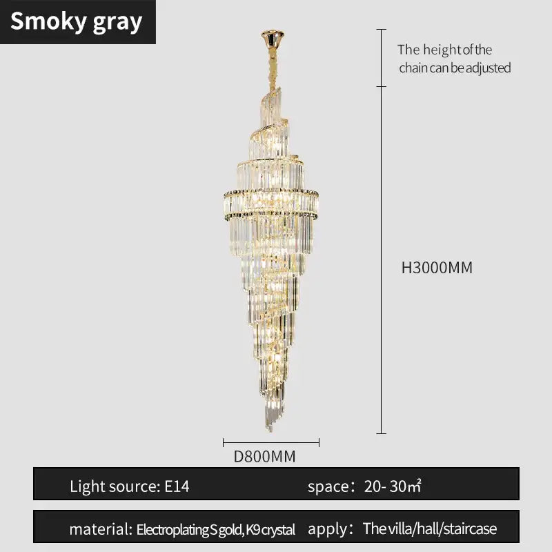 Modern gold crystal hollow chandelier living room cascading light