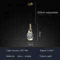 Modern gold crystal iron bedside chandelier bedroom pendant light