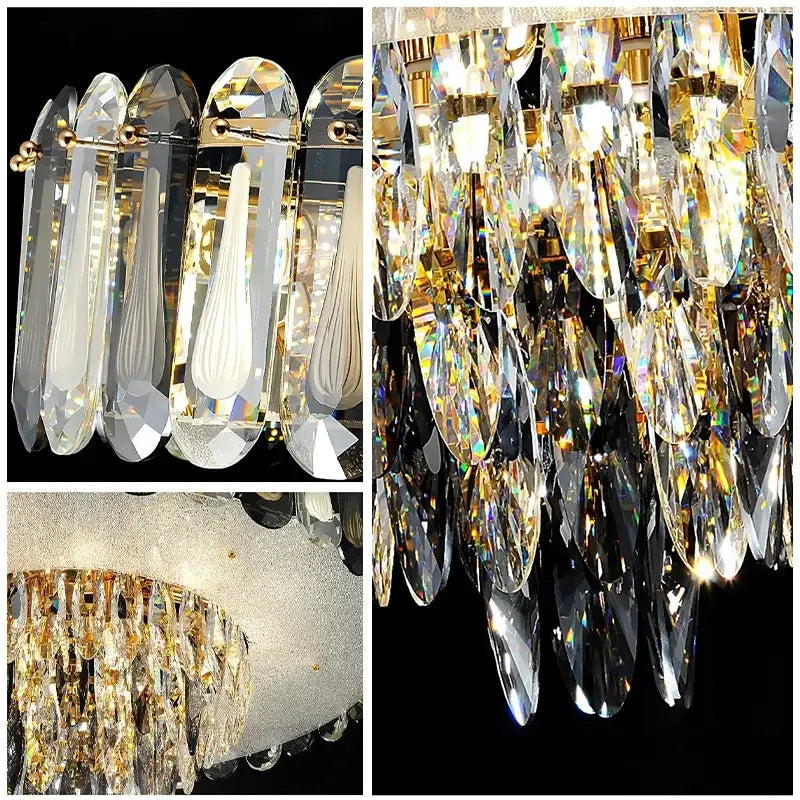 Modern gold crystal led ceiling chandelier dining room pendant light