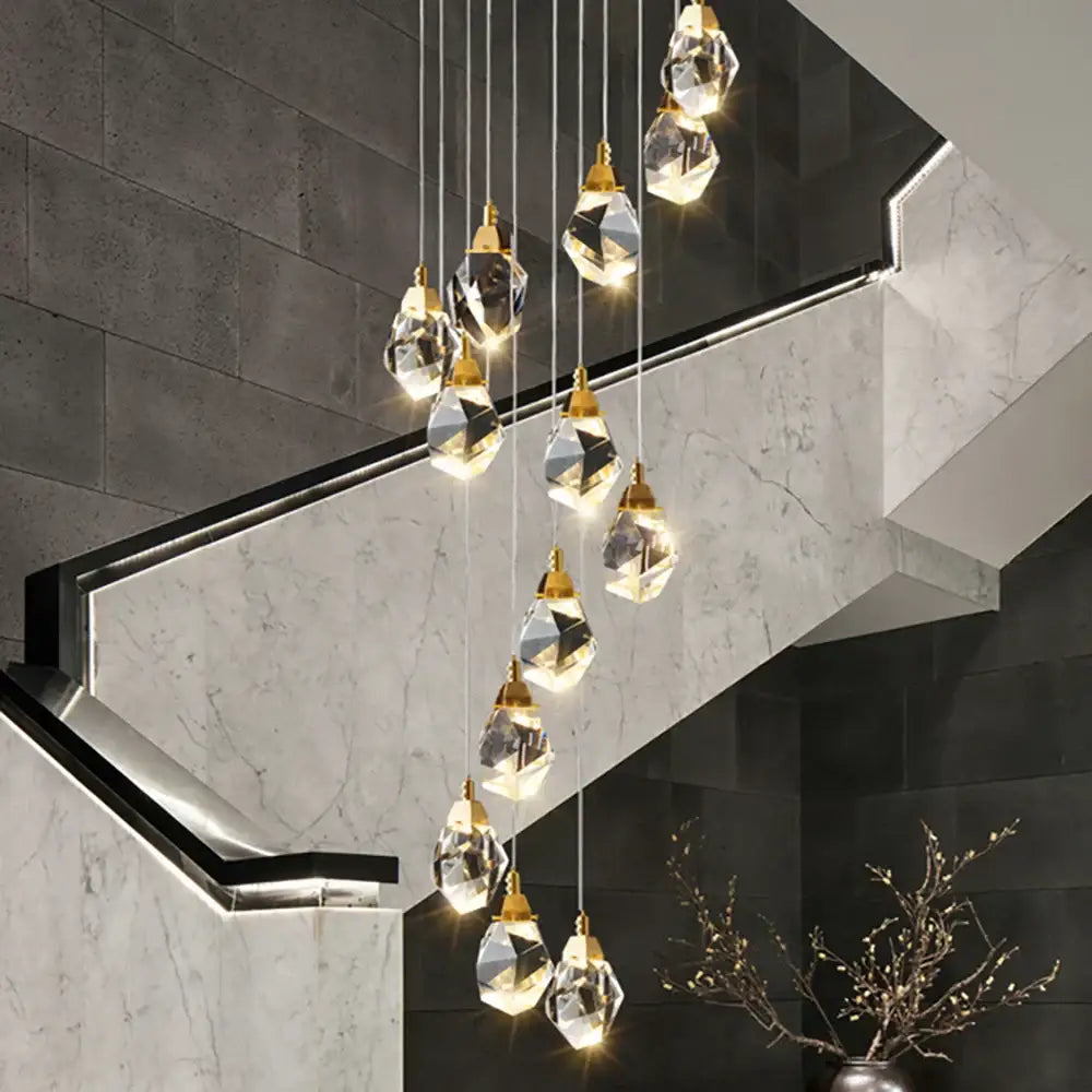 Modern gold crystal led ceiling chandelier for dining room