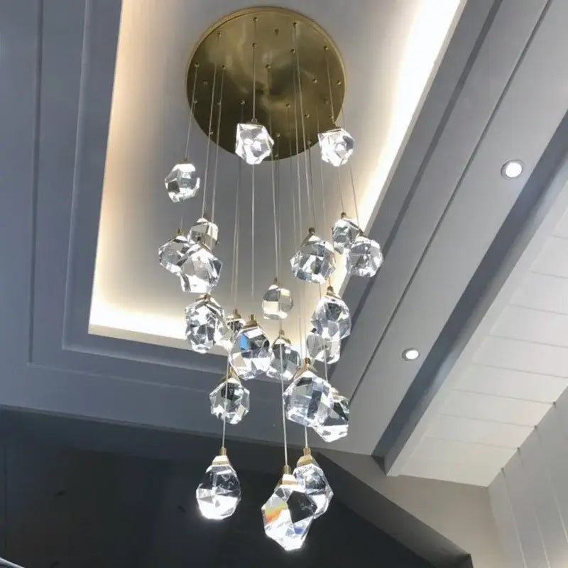 Modern gold crystal led ceiling chandelier for dining room