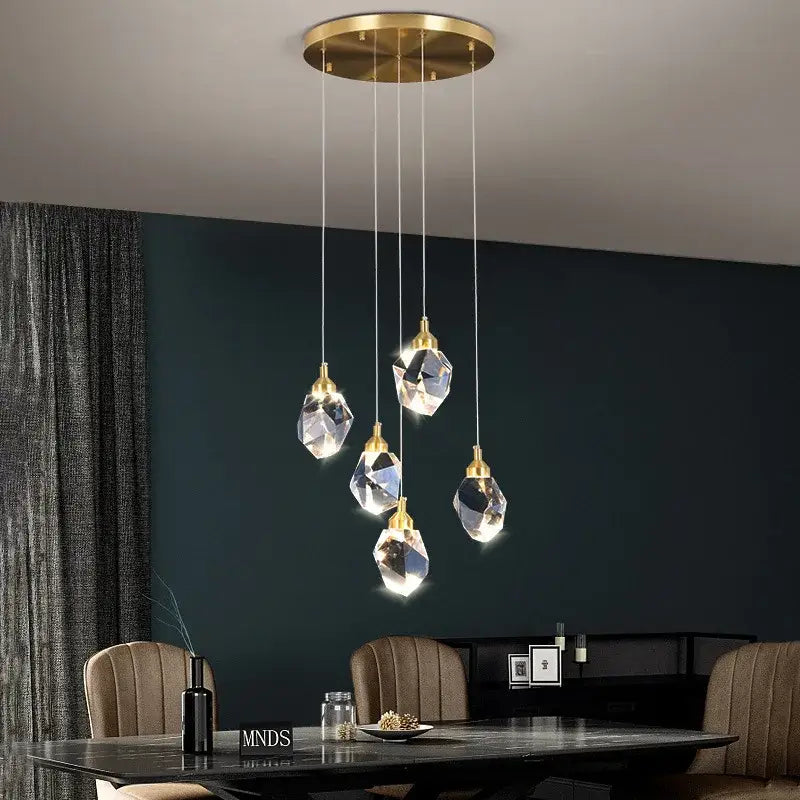 Modern gold crystal led ceiling chandelier for dining room