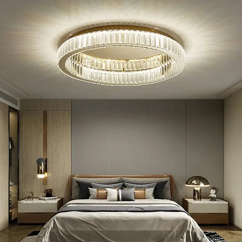 Modern gold crystal led ceiling chandelier for living room