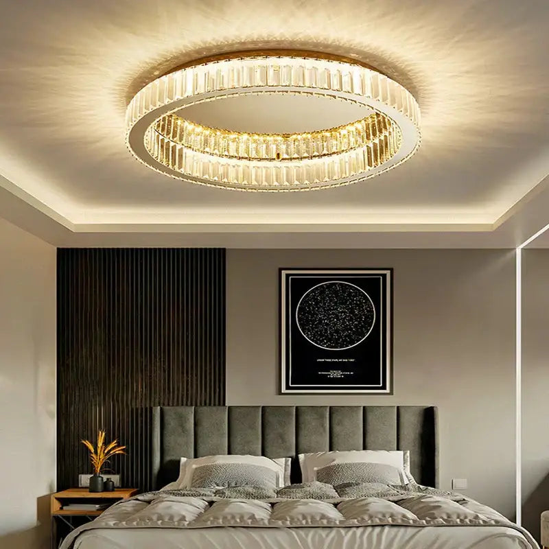 Modern gold crystal led ceiling chandelier for living room