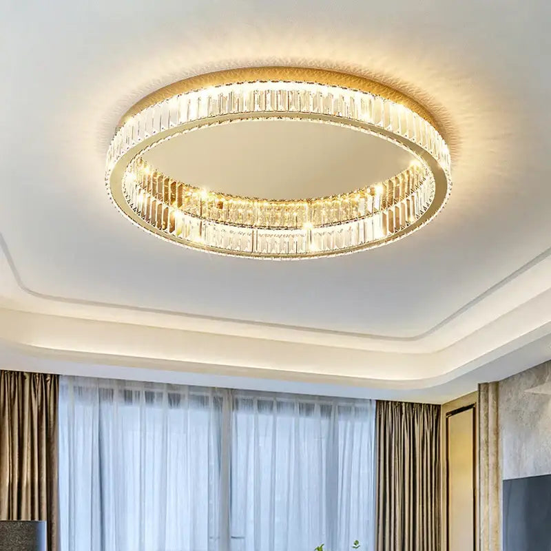 Modern gold crystal led ceiling chandelier for living room lighting