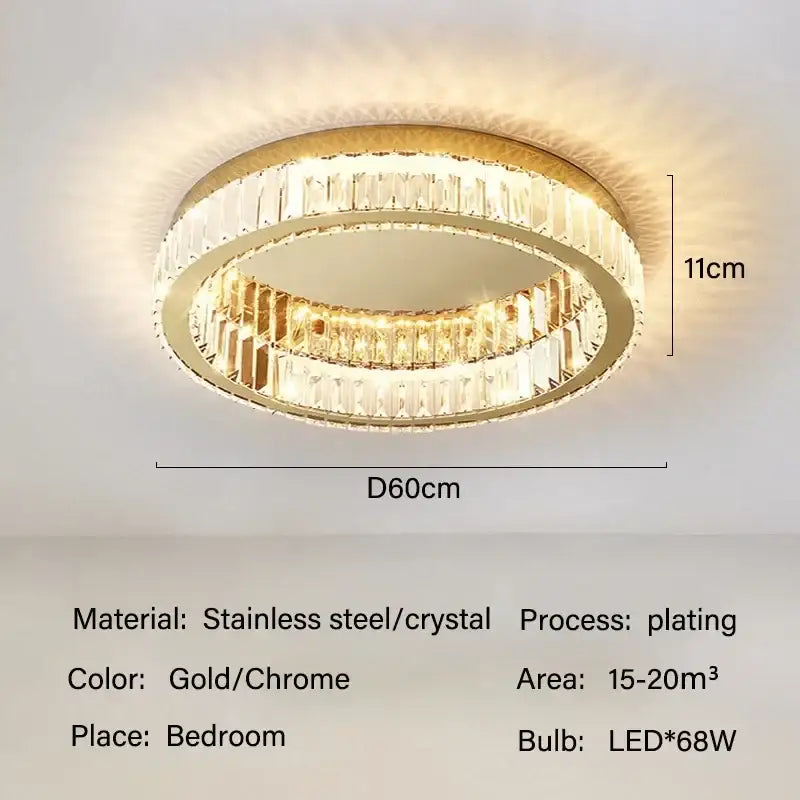 Modern gold crystal led ceiling chandelier for living room