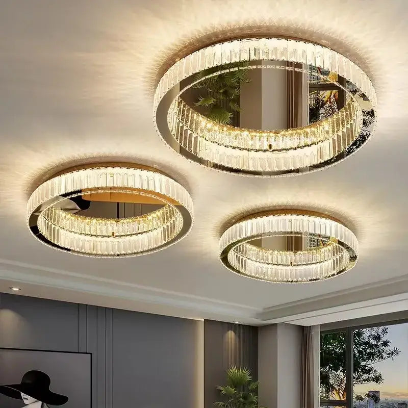 Modern gold crystal led ceiling chandelier for living room