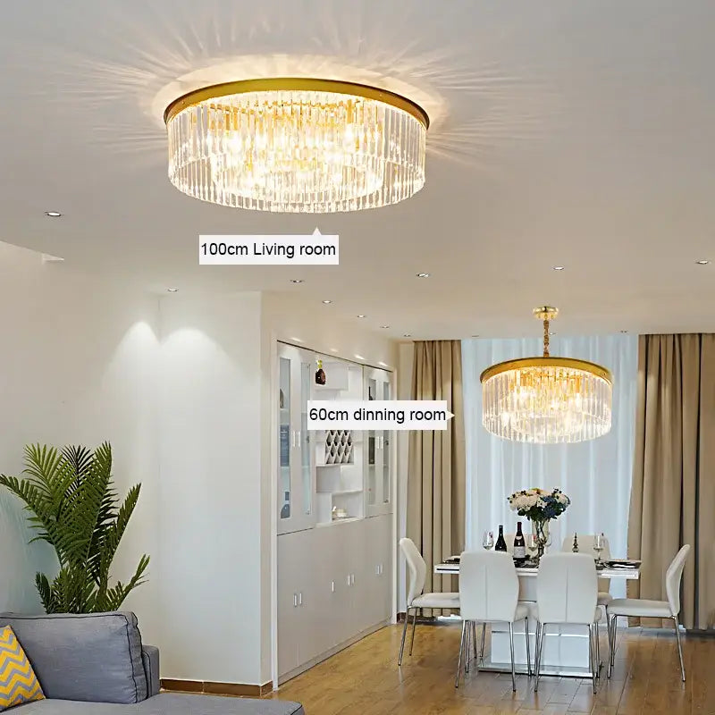 Modern gold crystal led ceiling chandelier for living room