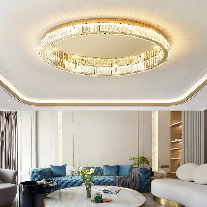 Modern gold crystal led ceiling chandelier for living room