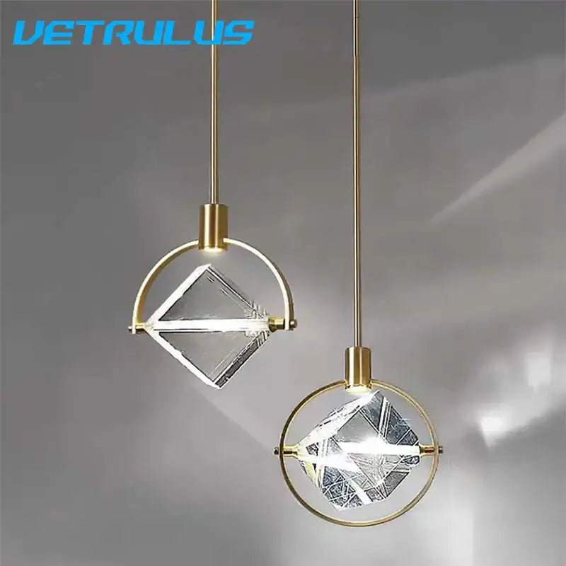Modern gold crystal led ceiling lamp dining room pendant lights