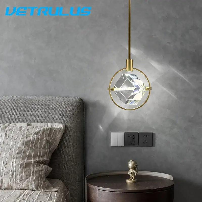 Modern gold crystal led ceiling lamp dining room pendant lights
