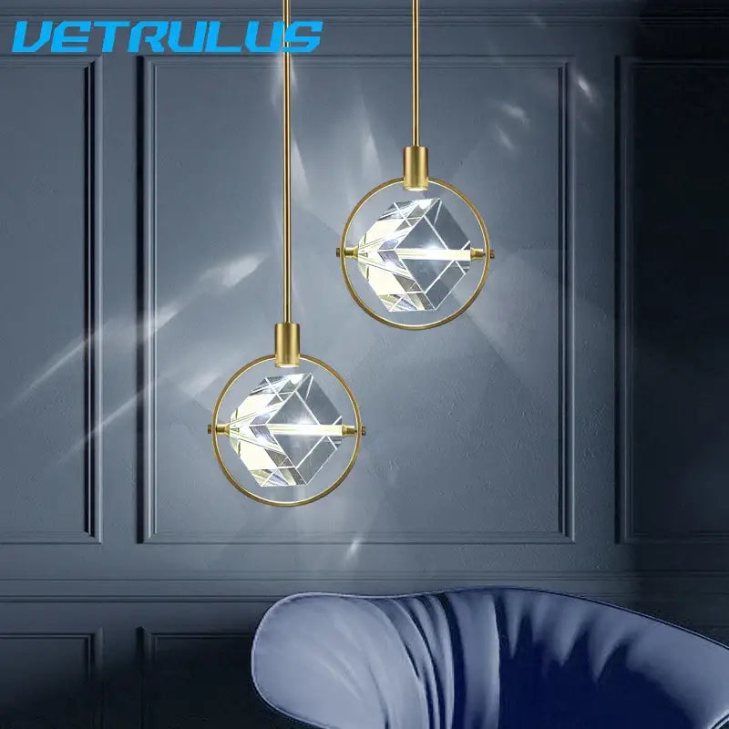 Modern gold crystal led ceiling lamp dining room pendant lights