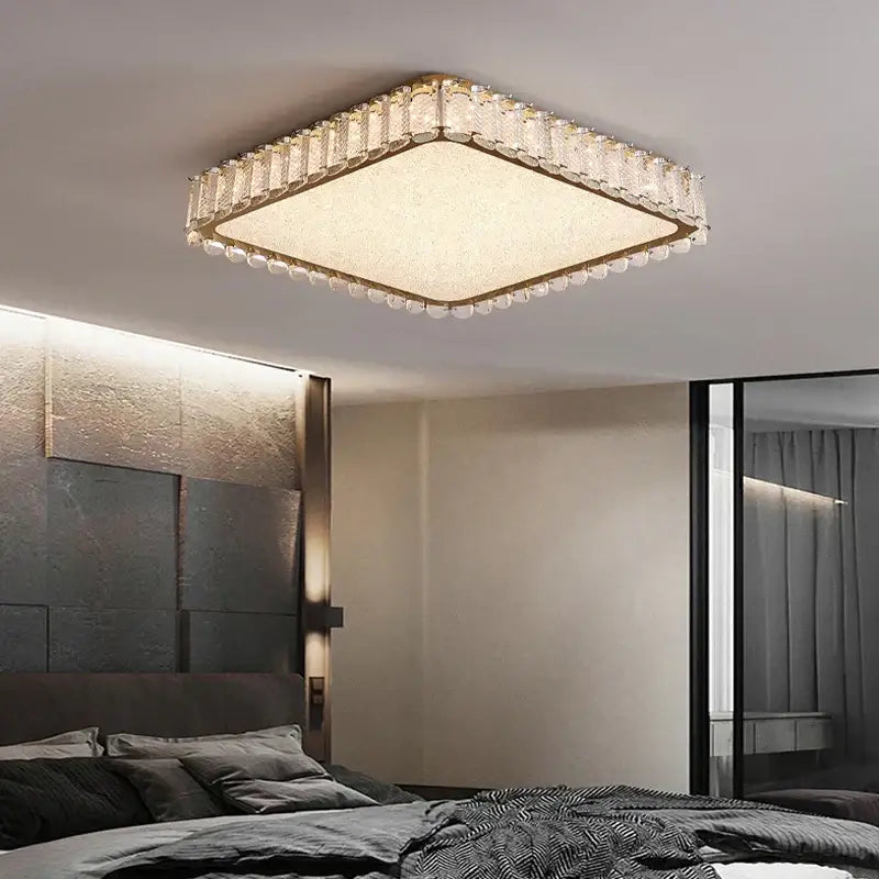 Modern gold crystal led ceiling light bedroom decorbites crystal led