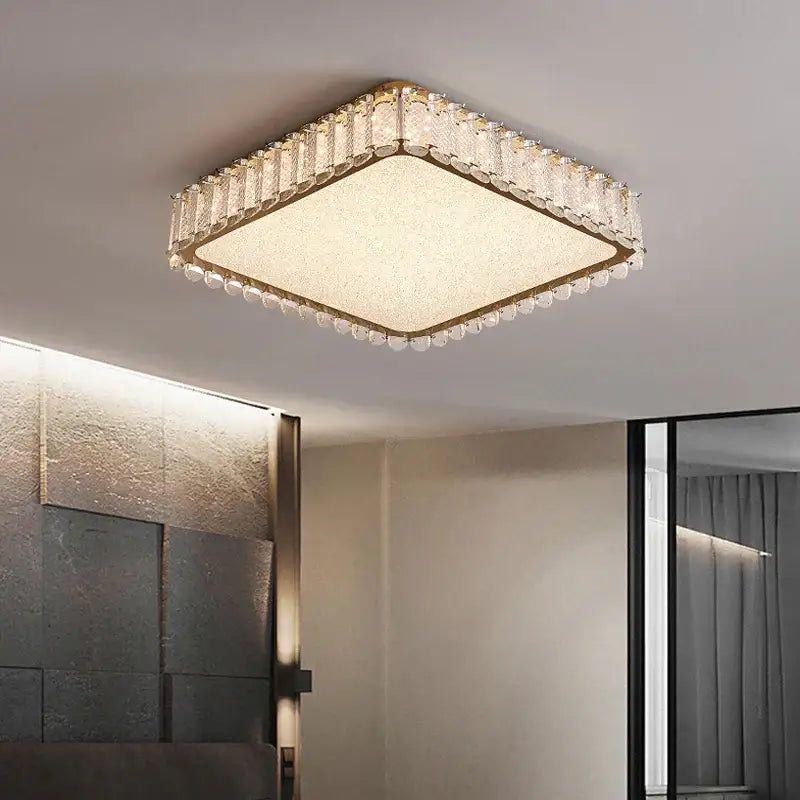 Modern gold crystal led ceiling light bedroom decorbites crystal led