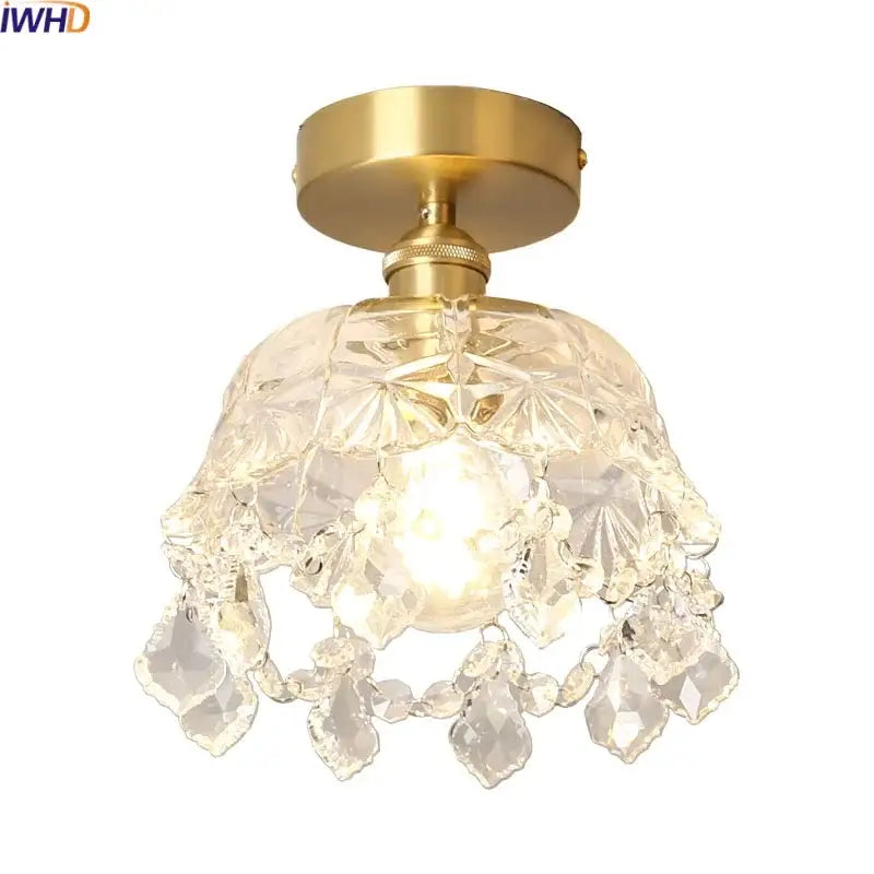 Modern gold crystal led ceiling light living room chandelier
