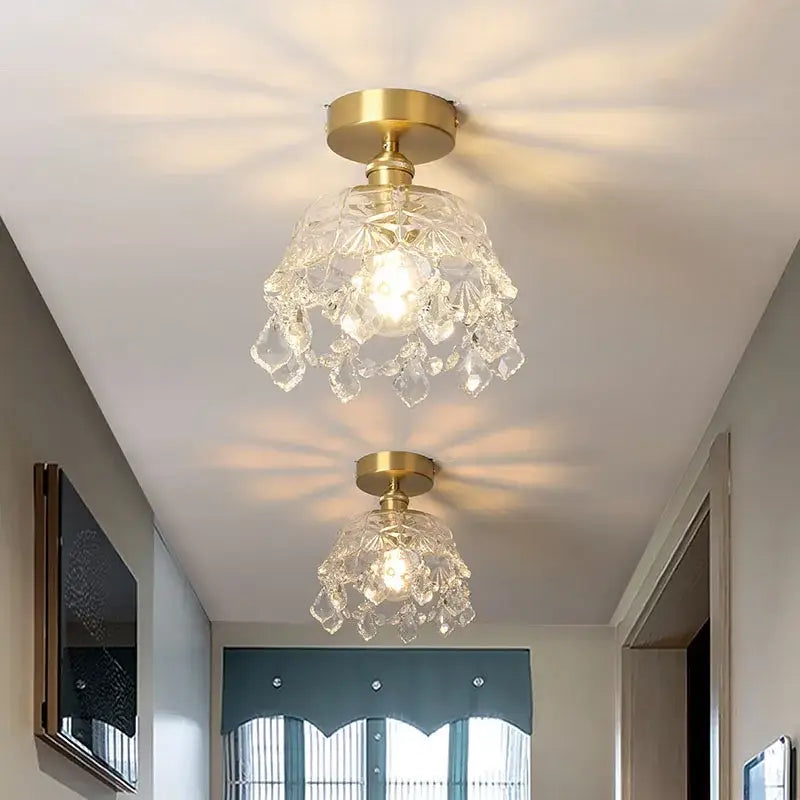 Modern gold crystal led ceiling light living room chandelier