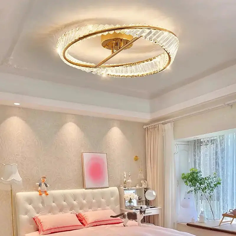 Modern gold crystal led chandelier ceiling lights for living room