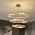 Modern gold crystal led chandelier dining room double ring pendant