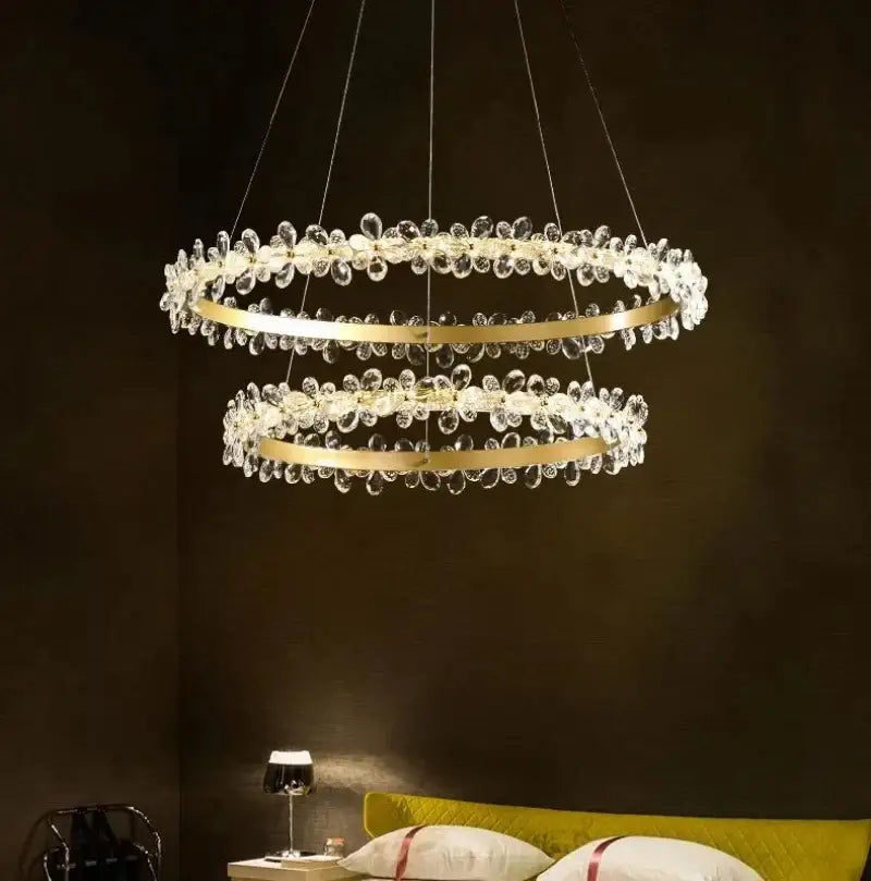 Modern gold crystal led chandelier dining room pendant light
