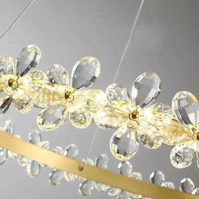 Modern gold crystal led chandelier dining room pendant light