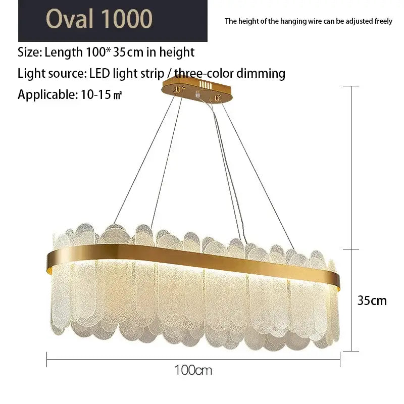 Modern gold crystal led chandelier living room frosted glass petals
