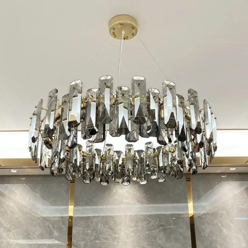 Modern gold crystal led chandelier living room light