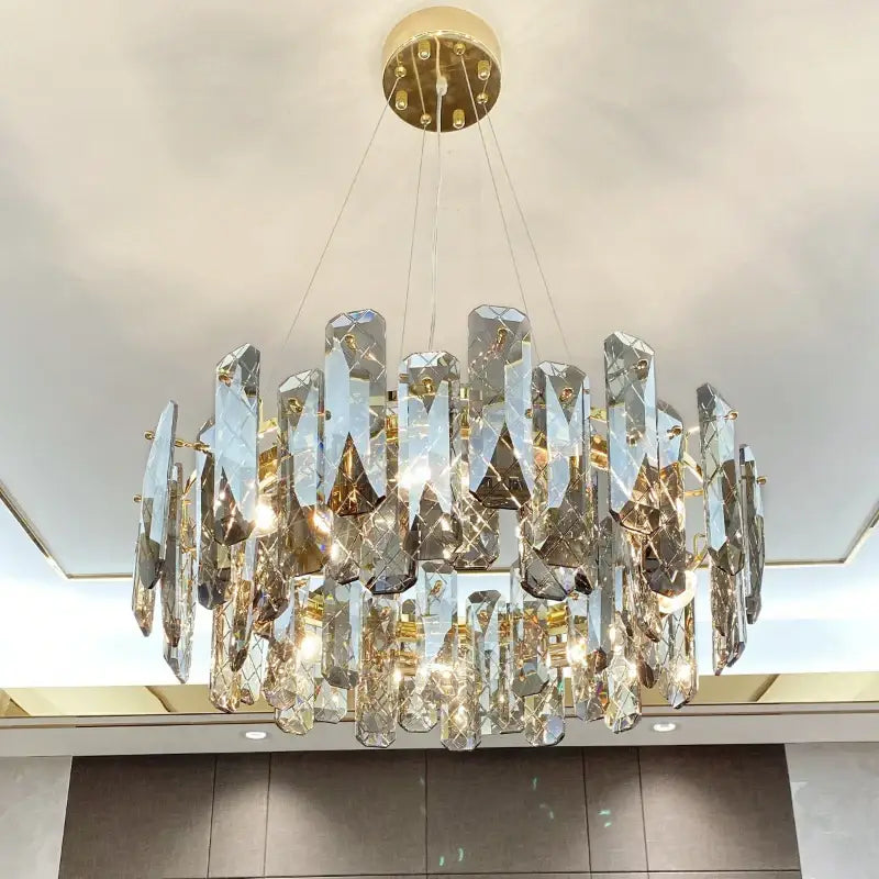 Modern gold crystal led chandelier living room light