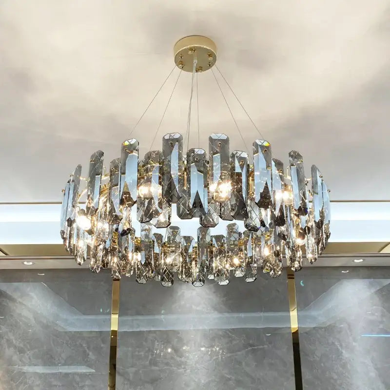 Modern gold crystal led chandelier living room light