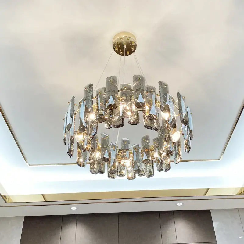 Modern gold crystal led chandelier living room light