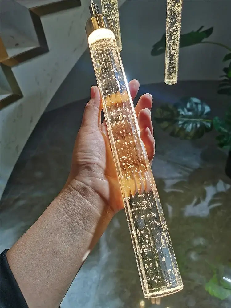 Modern gold crystal led chandelier living room pendant light