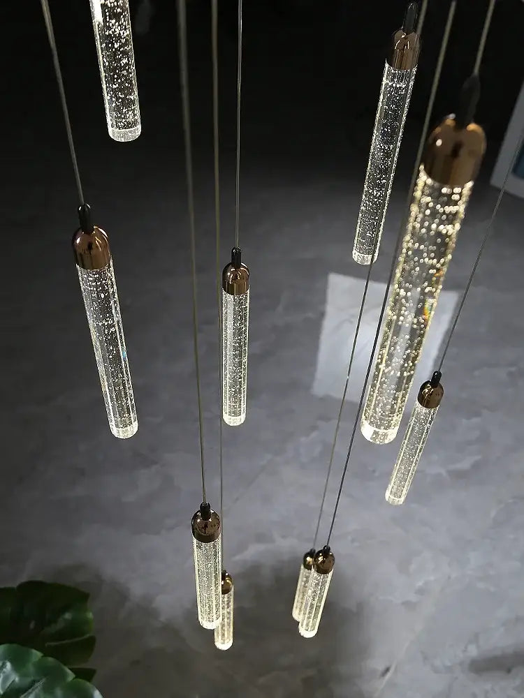 Modern gold crystal led chandelier living room pendant light