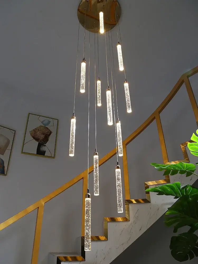 Modern gold crystal led chandelier living room pendant light
