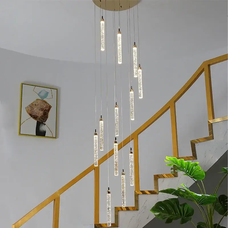 Modern gold crystal led chandelier living room pendant light