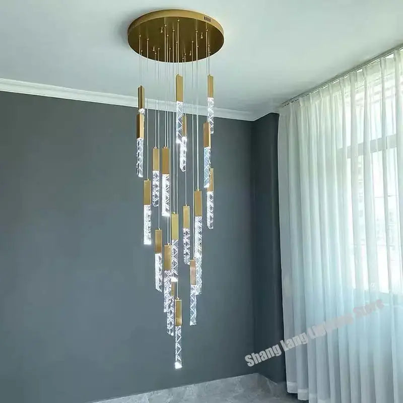 Modern gold crystal led chandelier living room pendant light