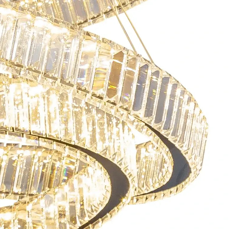Modern gold crystal led chandelier rings for villa staircase