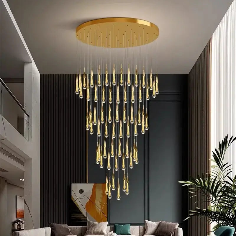 Modern gold crystal led chandelier teardrop dining room pendant light