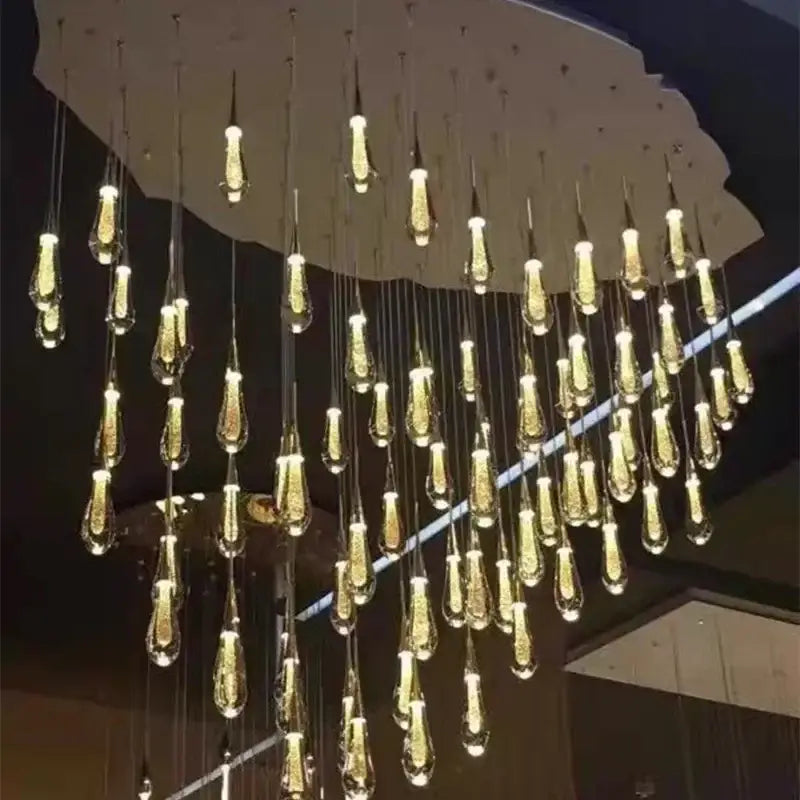 Modern gold crystal led chandelier teardrop dining room pendant light