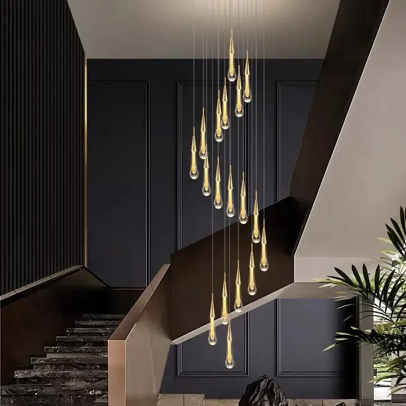 Modern gold crystal led chandelier teardrop pendant light dining room