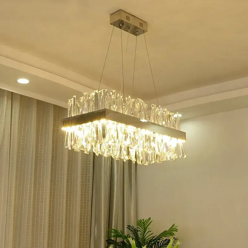 Modern gold crystal led pendant chandelier for dining room