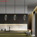 Modern gold crystal led pendant light bedroom glass lamp