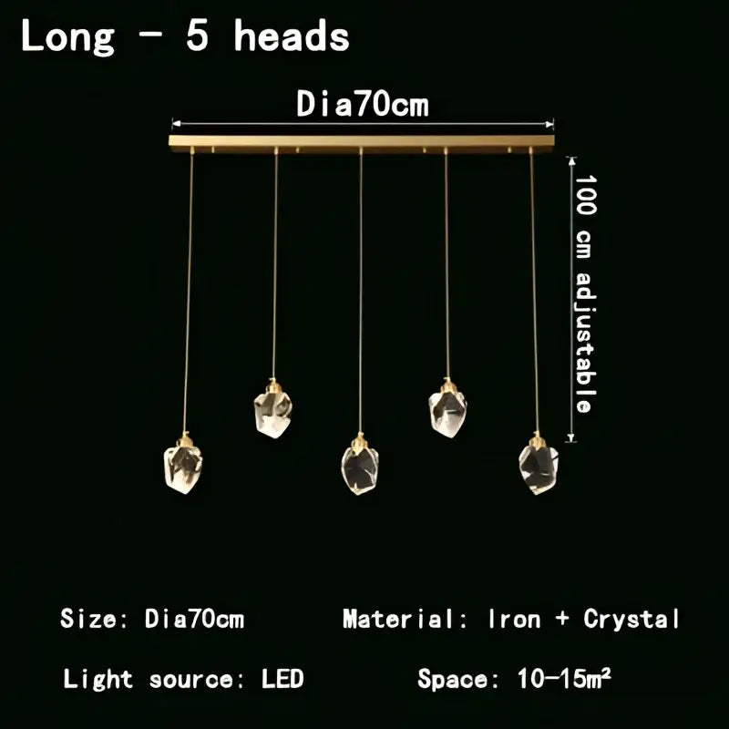 Modern gold crystal led pendant lights for dining room