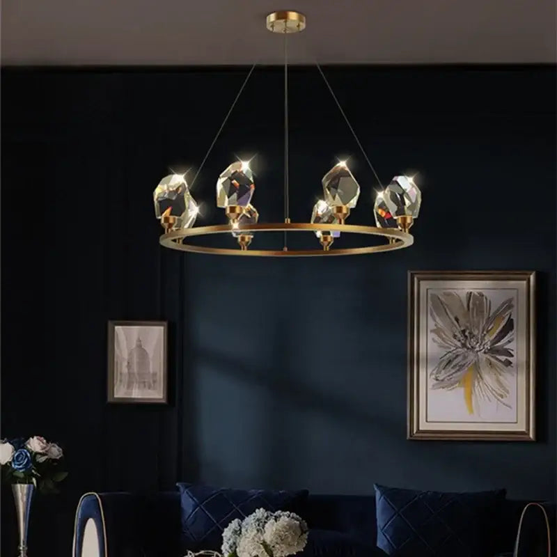 Modern gold crystal led pendant lights for dining room