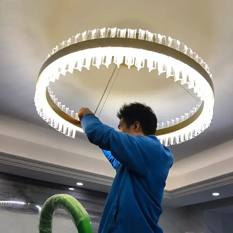 Modern gold crystal led ring chandelier dining room lighting fixture