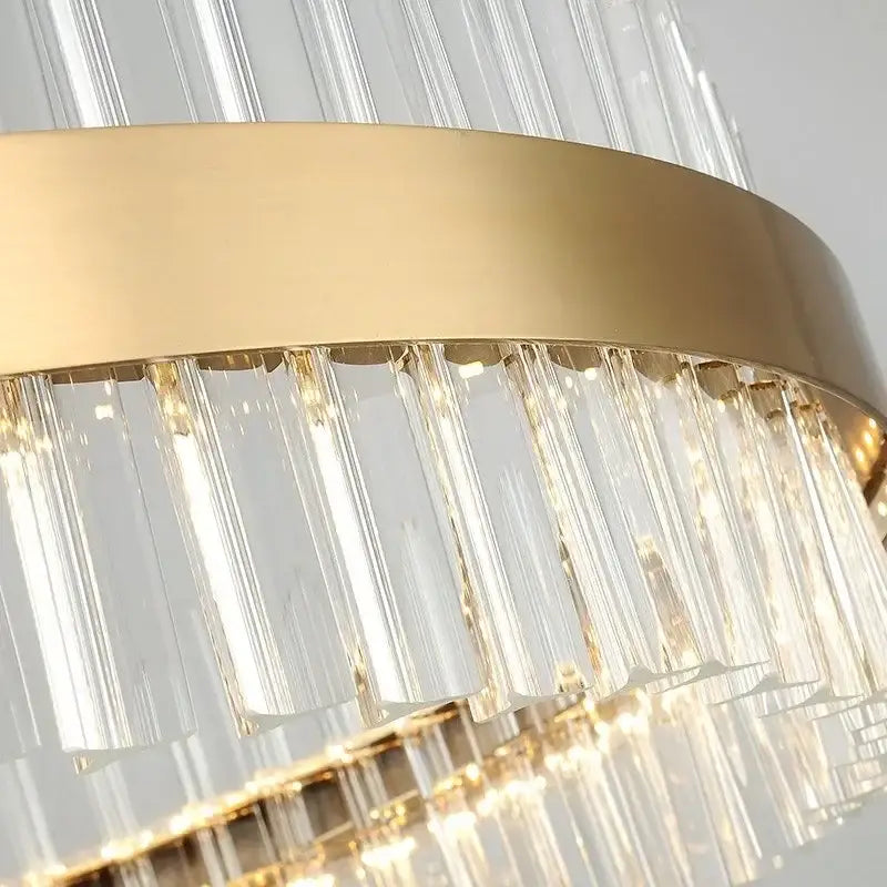 Modern gold crystal led ring chandelier dining room pendant light