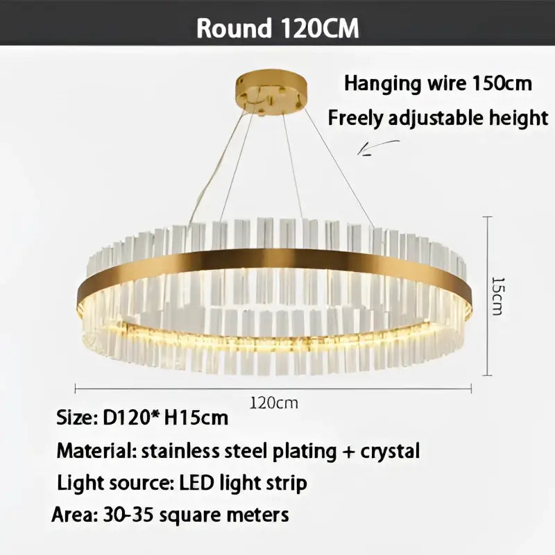 Modern gold crystal led ring chandelier dining room pendant light