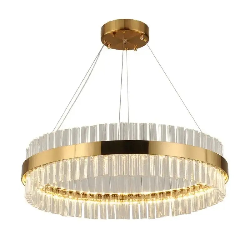 Modern gold crystal led ring chandelier dining room pendant light
