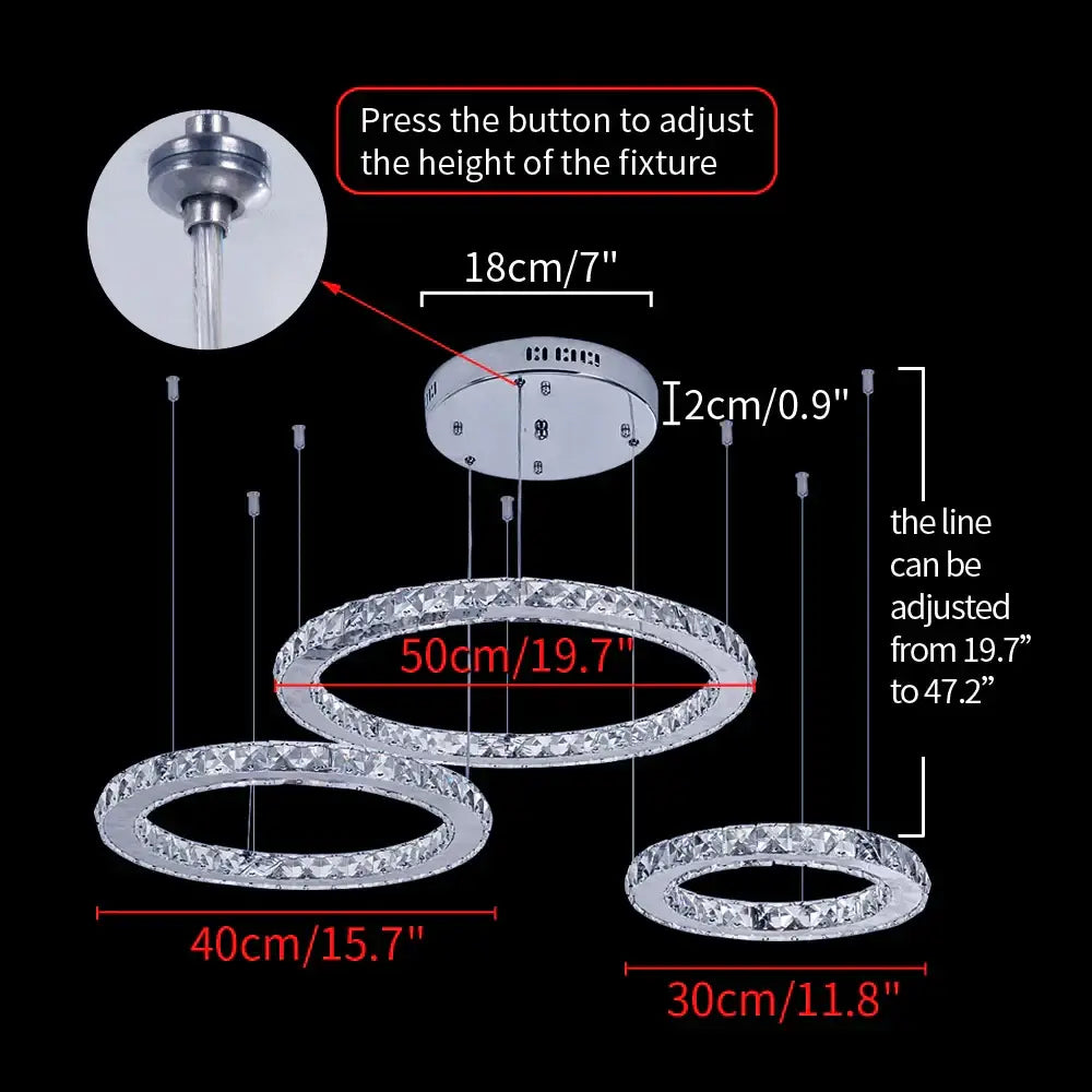 Modern gold crystal led ring chandelier living room pendant light
