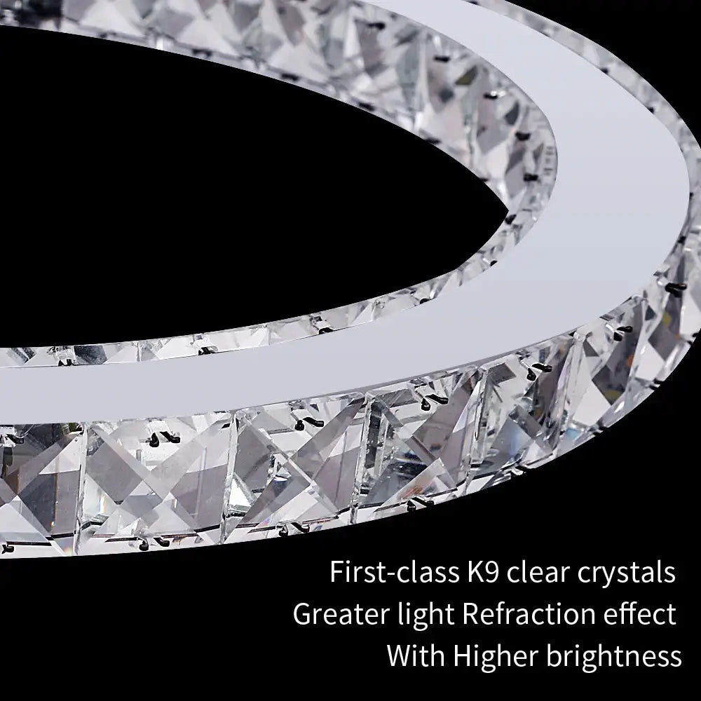 Modern gold crystal led ring chandelier living room pendant light